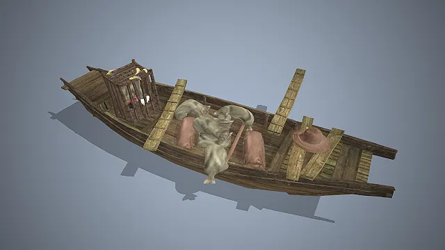 农用木船  河运场景  农耕水运  货船3D模型