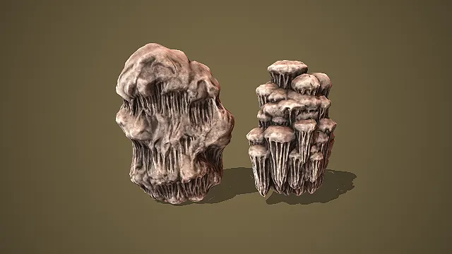 双组形态差异溶洞石笋钟乳石组合洞窟装饰模型