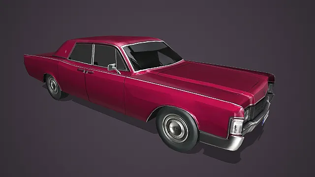 酒红复古轿车带经典方正车身造型写实模型