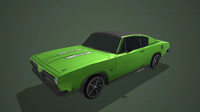 亮绿色道奇 Charger 复古肌肉车写实汽车模型