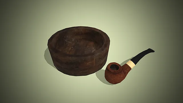 一套复古侦探风格的烟具3D模型