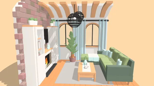 温馨现代客厅设计家具内饰房间场景