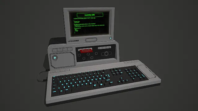 复古赛博风格老式电脑模型