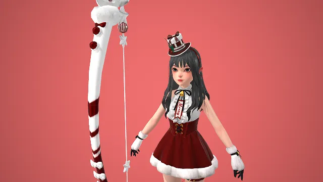 圣诞  二次元角色  糖果拐杖  毛绒装饰  萌系少女  