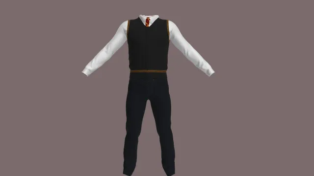 霍格沃茨校服 哈利·波特 格兰芬多男生制服 3D模型