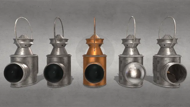 早期20世纪铁路油灯金属外壳手提式