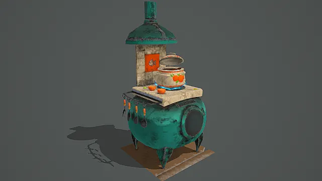 童话治愈风格复古小灶台模型