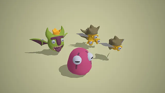 卡通 Q 版哥布林史莱姆多眼怪怪物头 3D 模型合集