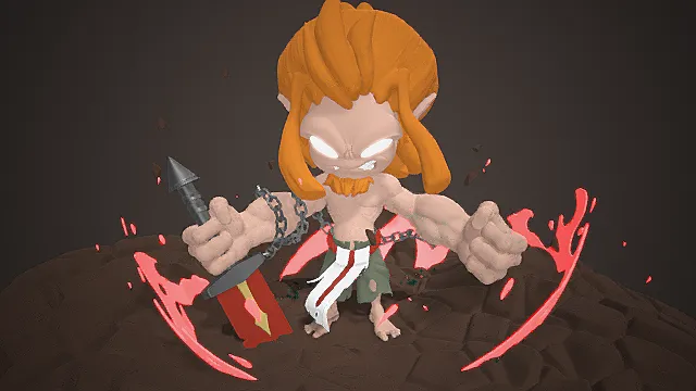 奇幻冒险卡通暗黑风狂战士3D模型