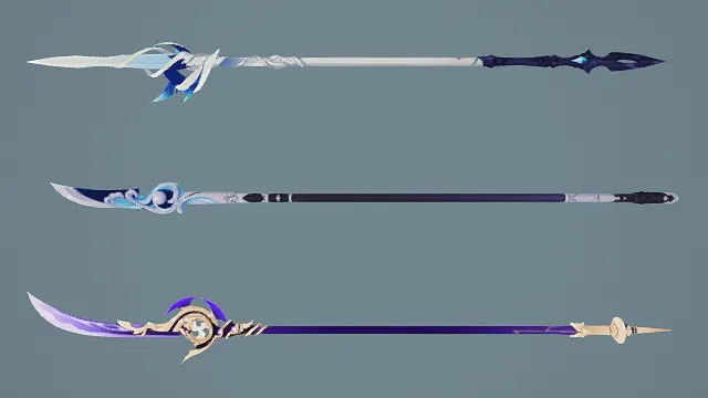 奇幻风格冰暗系长兵三件套3D模型