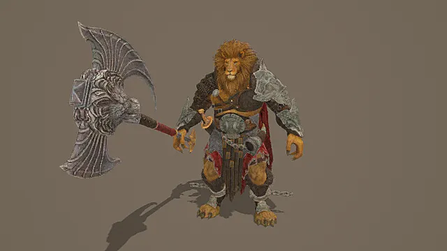 复古奇幻狮人战士3D模型