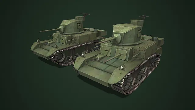 二战双炮塔轻型坦克套装游戏载具模型