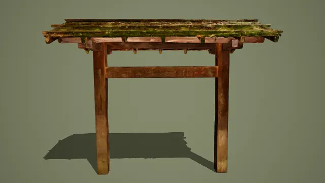   3D写实风古旧木构建筑部件模型，创意设计（3D物品、写实风格、古朴沧桑，文化主题，物品元素）