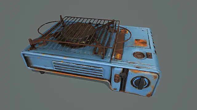 复古废土风锈蚀露营炉3D模型