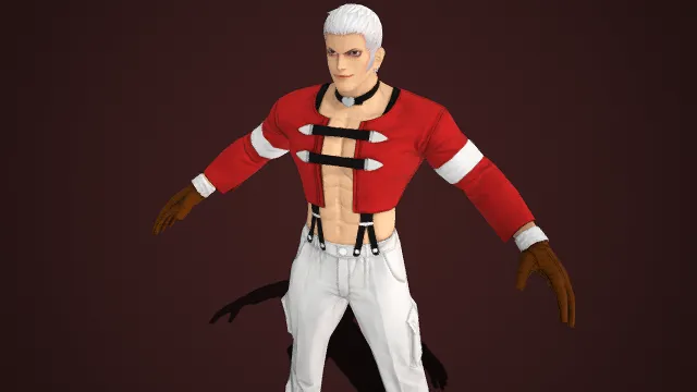 街头机能风格  白发寸头  肌肉线条  露腹设计  黑绑带装饰  街头穿搭  红黑白主色