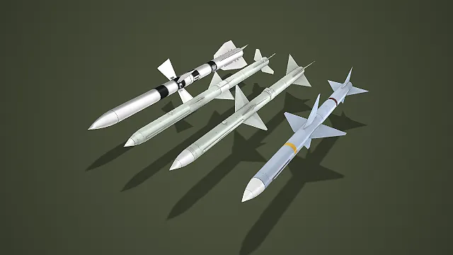 多型轻量化军用空对空导弹套装 3D 模型