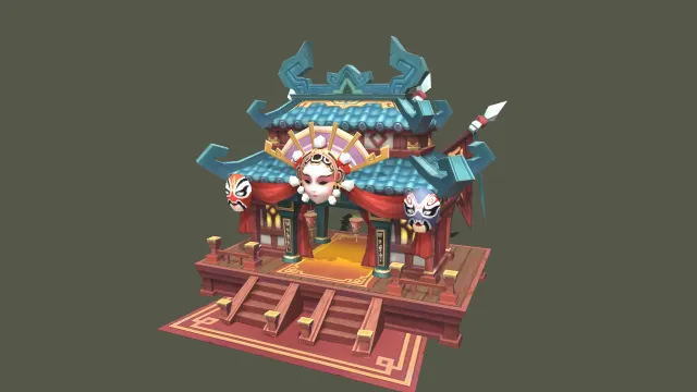 中式古风戏曲戏台 3D 模型