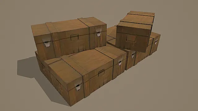 复古做旧纸箱堆3D模型