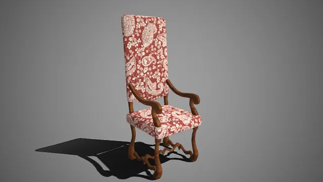 古典风格  高背扶手  红底配白色腰果花  精致复古  雕花椅腿  实用性与装饰性