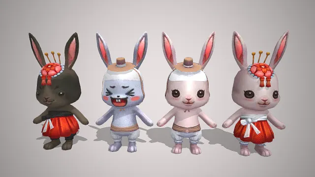 玉兔宠物  卡通萌宠  喜庆俏皮  传统服饰