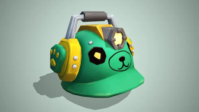 青绿色玩偶工具头盔黄色耳机