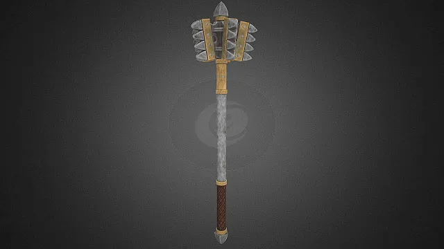 多棘钉头战锤  奇幻重型兵器  厚重钝击  编织皮革握柄