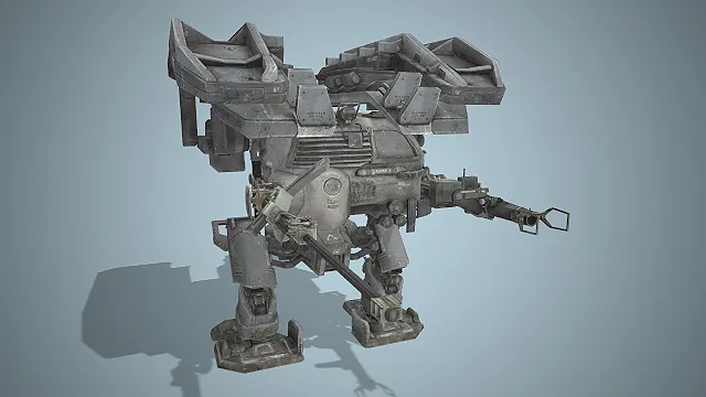 双足步行机甲  军事风载具  重型火炮  做旧金属