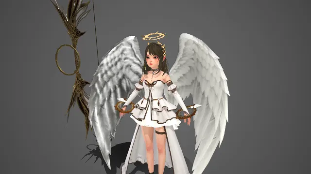 天使少女  二次元奇幻角色  光环装饰  羽翼  弓箭  神圣圣洁