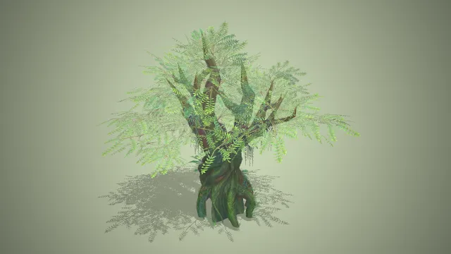 奇幻古榕树  做旧树干  童话森林场景  写实植物