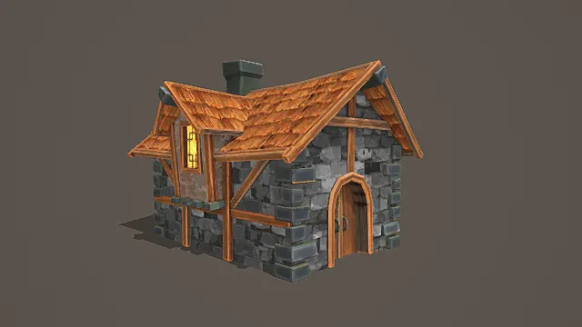 奇幻村舍风石木混搭矮屋3D模型