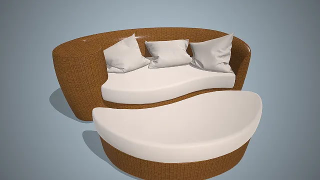 藤编休闲沙发  户外家具  度假风  弧形设计