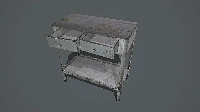 复古做旧双抽屉金属桌3D模型