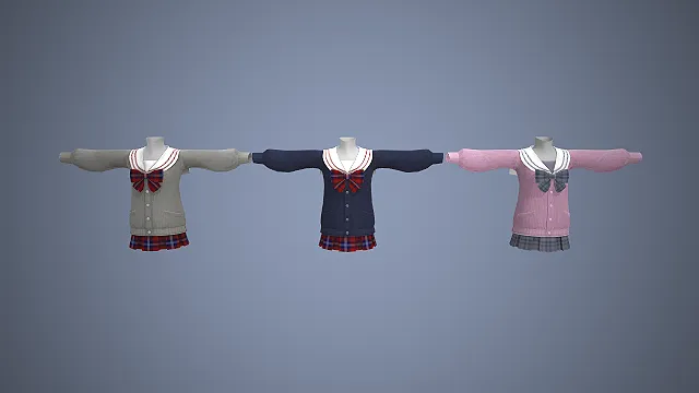 日系水手服套装  针织开衫  百褶格纹短裙  软萌学院风