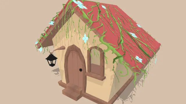 幻想中的房屋木屋建筑藤蔓植物