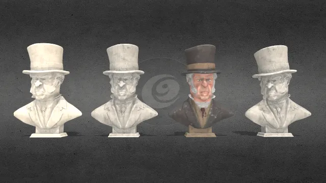 埃本泽尔 .斯克鲁奇半身像戴礼帽的男性雕像摆设