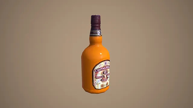 芝华士 12 年苏格兰威士忌方瓶 4D 低多边形模型