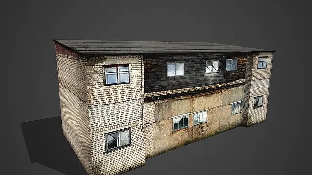 废弃砖木工业建筑 3D 模型