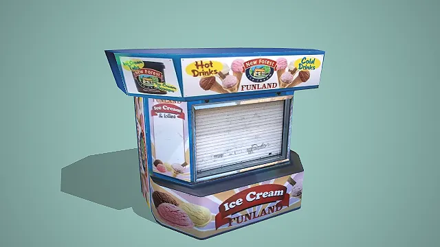Funland 主题冰淇淋售卖亭商业摊位场景装饰模型