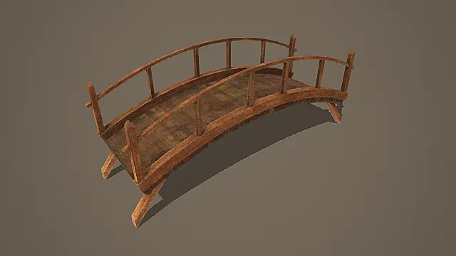 复古木质拱桥3D模型