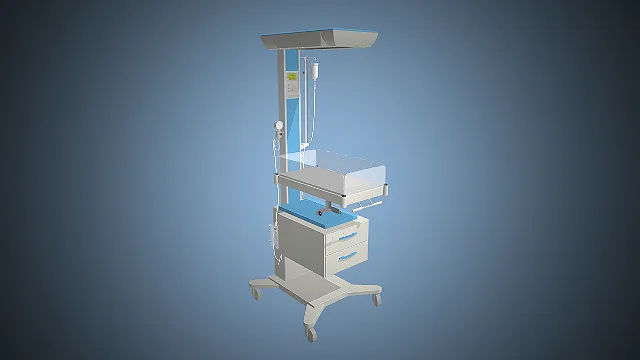 一台新生儿保暖台的3D模型