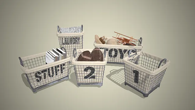 做旧铁艺网格篮  布艺内衬  工业风收纳  分类标识