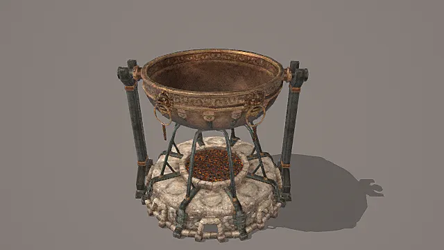 国风青铜风格祭祀鼎炉模型