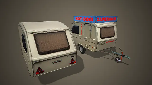 市井街巷场景移动餐车组合模型