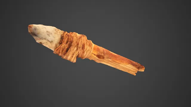 原始风格  兵器  石刃  骨柄  斑驳  枯木纤维  粗犷  