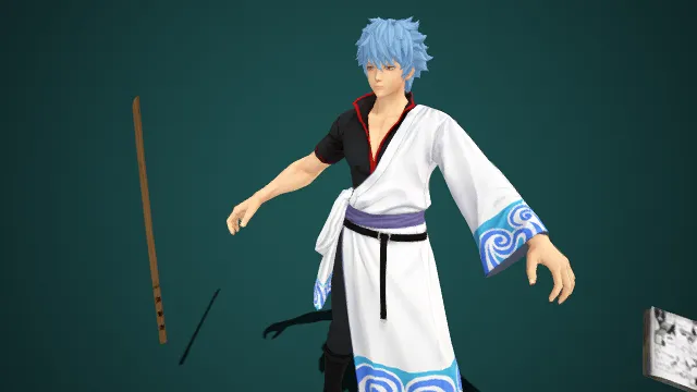 和风  男性角色模型  清冷沉稳  半开襟白褂  长棍与书卷  修行者  清雅风格  文武兼具  武侠类