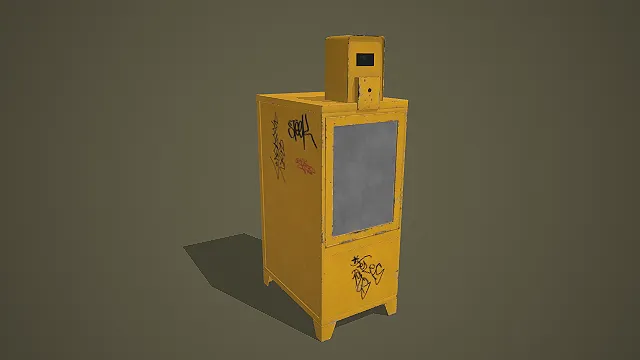 复古涂鸦黄色设备箱 3D 模型
