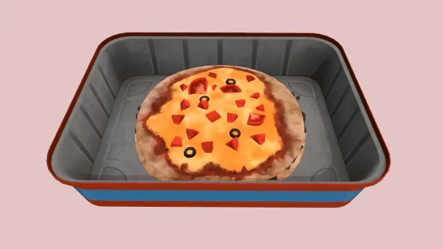 放在快递盒子的披萨饼撒有小番茄食物