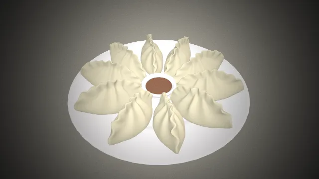 一个写实风格的3D饺子模型