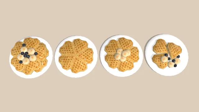 低多边形华夫饼模型甜点食物