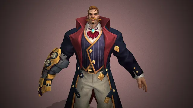 蒸汽朋克贵族战士  华丽礼服外装  机械义肢  3D男性角色